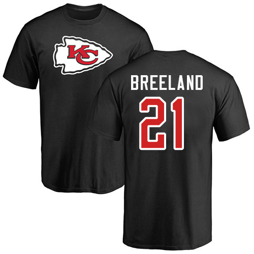 Men Kansas City Chiefs #21 Breeland Bashaud Black Name and Number Logo T-Shirt->kansas city chiefs->NFL Jersey